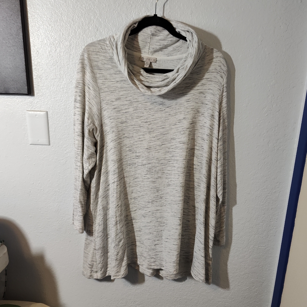 Plus Size Gray Marbled Cowl Neck Tunic Size 1X